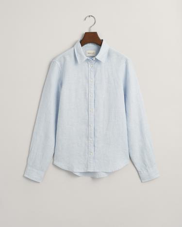  GANT Kadın Mavi Regular Fit Klasik Yaka Keten Gömlek