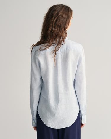  GANT Kadın Mavi Regular Fit Klasik Yaka Keten Gömlek