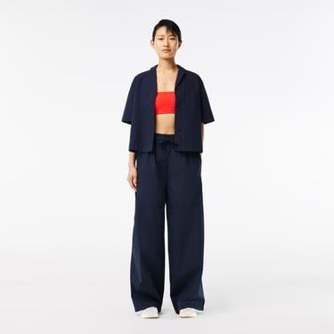  Kadın Relaxed Fit Kısa Kollu Lacivert Gömlek