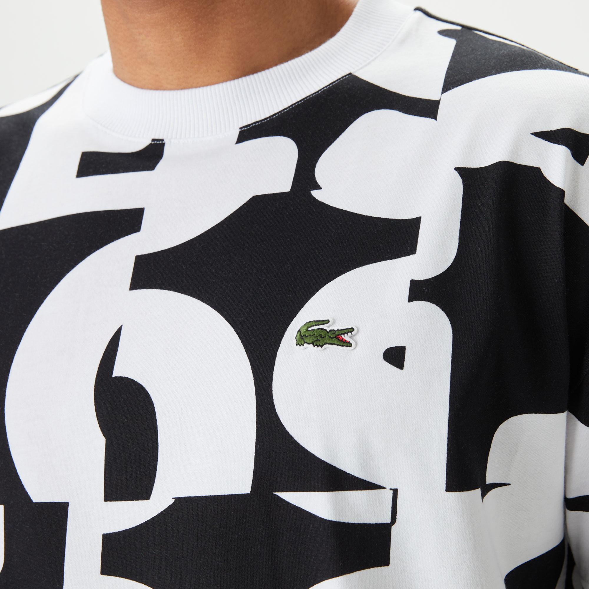 Lacoste Bisiklet Yaka Baskılı Erkek Siyah T-Shirt