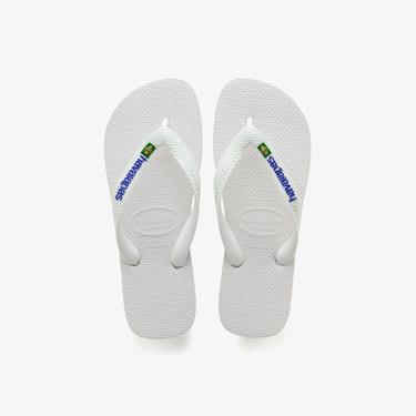  Havaianas Brasil Logo Unisex Beyaz Terlik