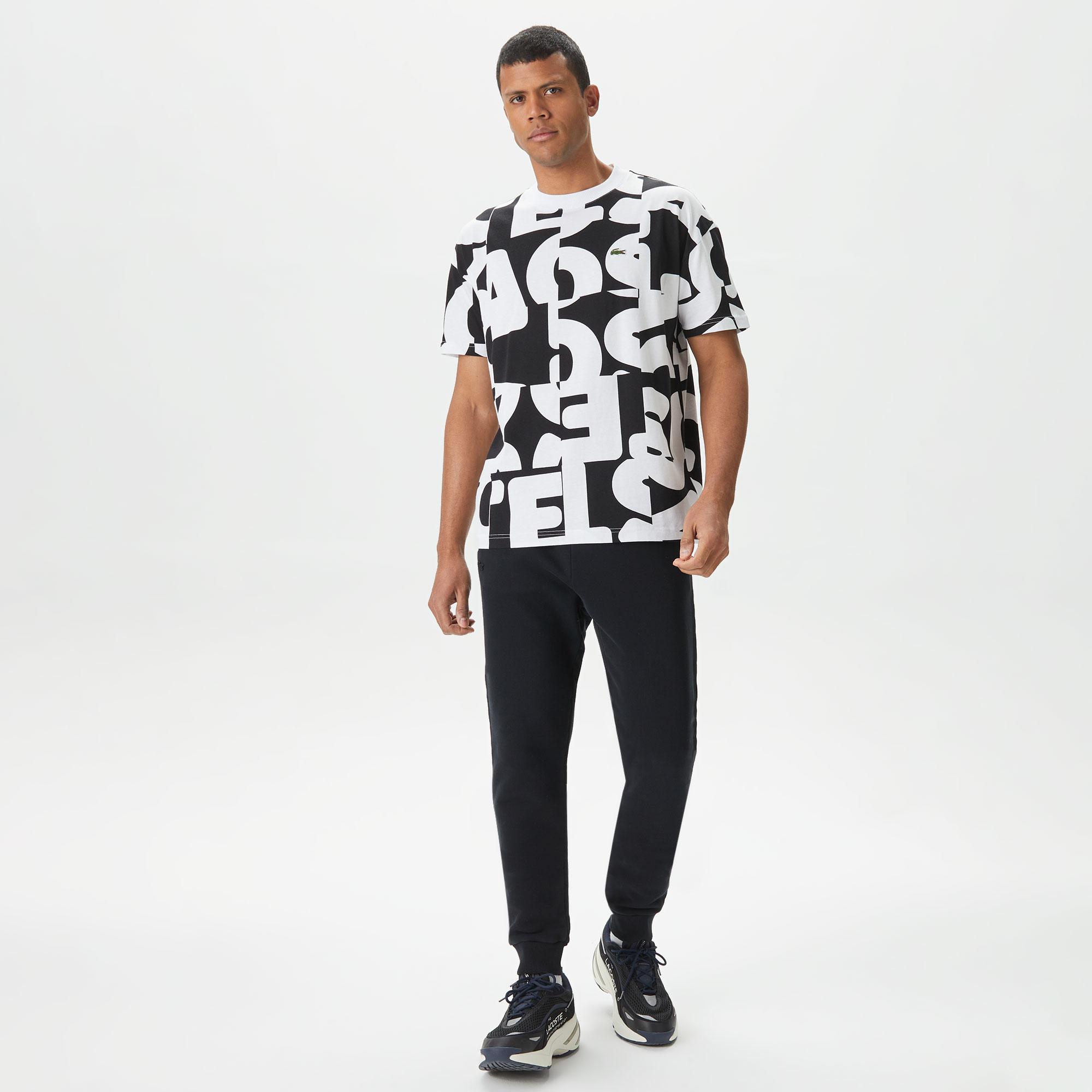 Lacoste Bisiklet Yaka Baskılı Erkek Siyah T-Shirt