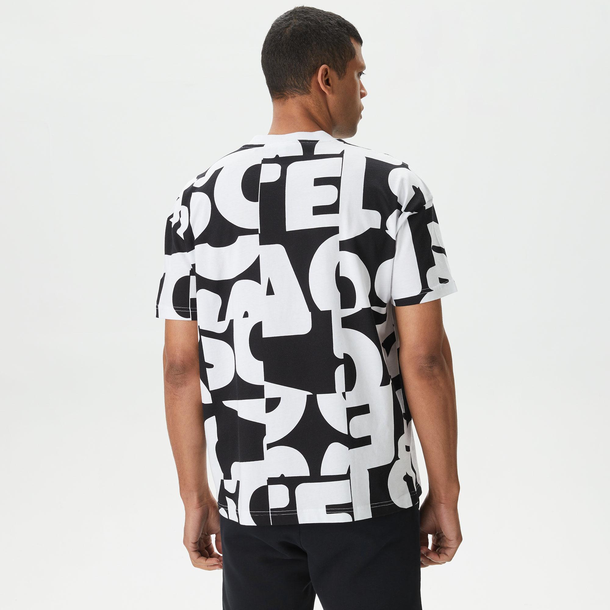 Lacoste Bisiklet Yaka Baskılı Erkek Siyah T-Shirt