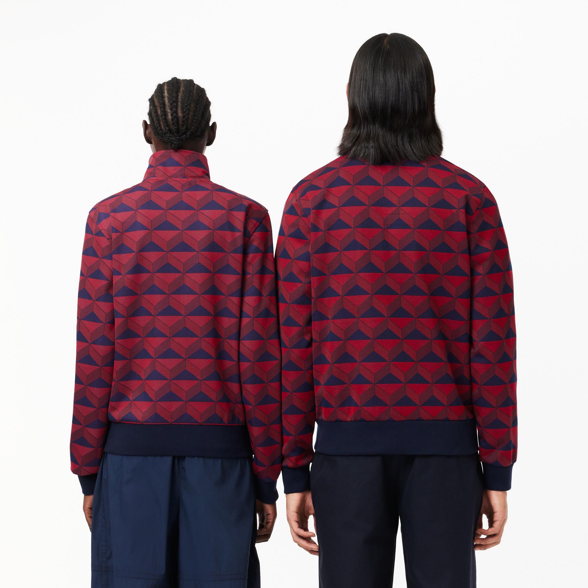 Unisex Regular Fit Fermuarlı Monogram Renkli Sweatshirt