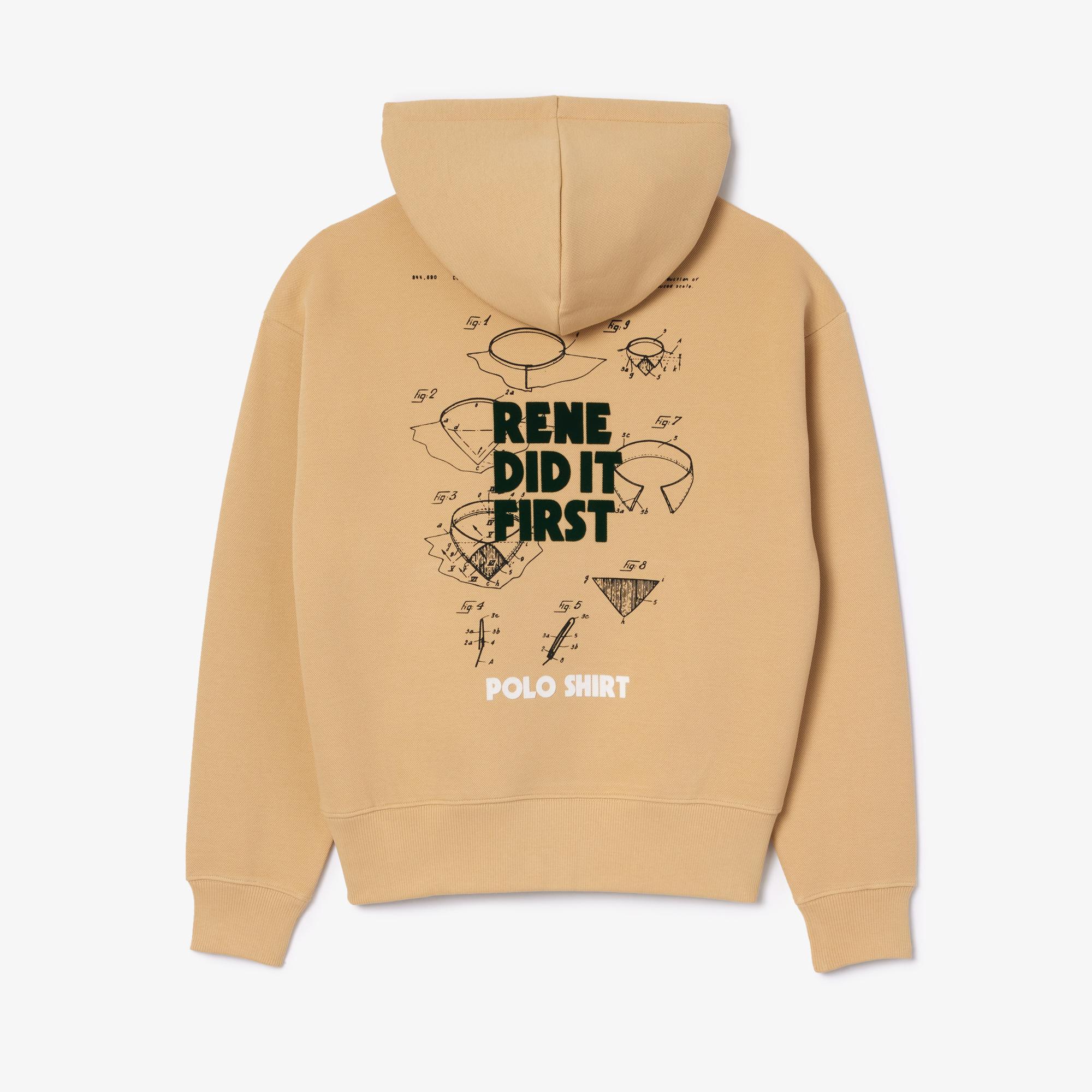 Unisex Relaxed Fit Kapüşonlu Bej Sweatshirt
