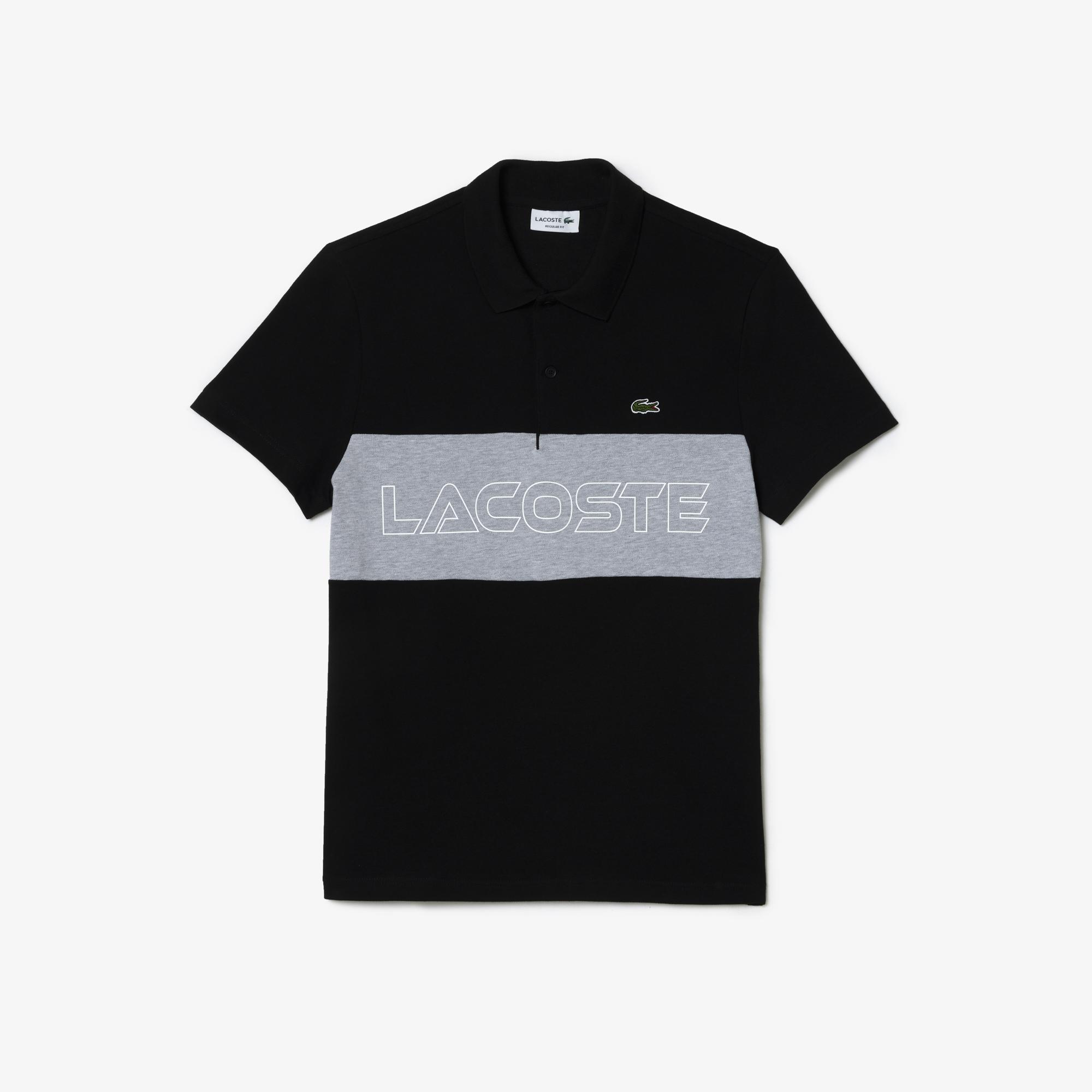 Erkek Regular Fit Renk Bloklu Siyah Polo