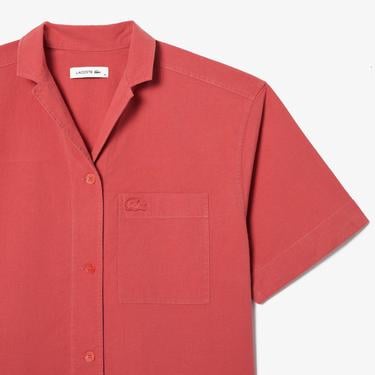  Kadın Relaxed Fit Kısa Kollu Pembe Gömlek