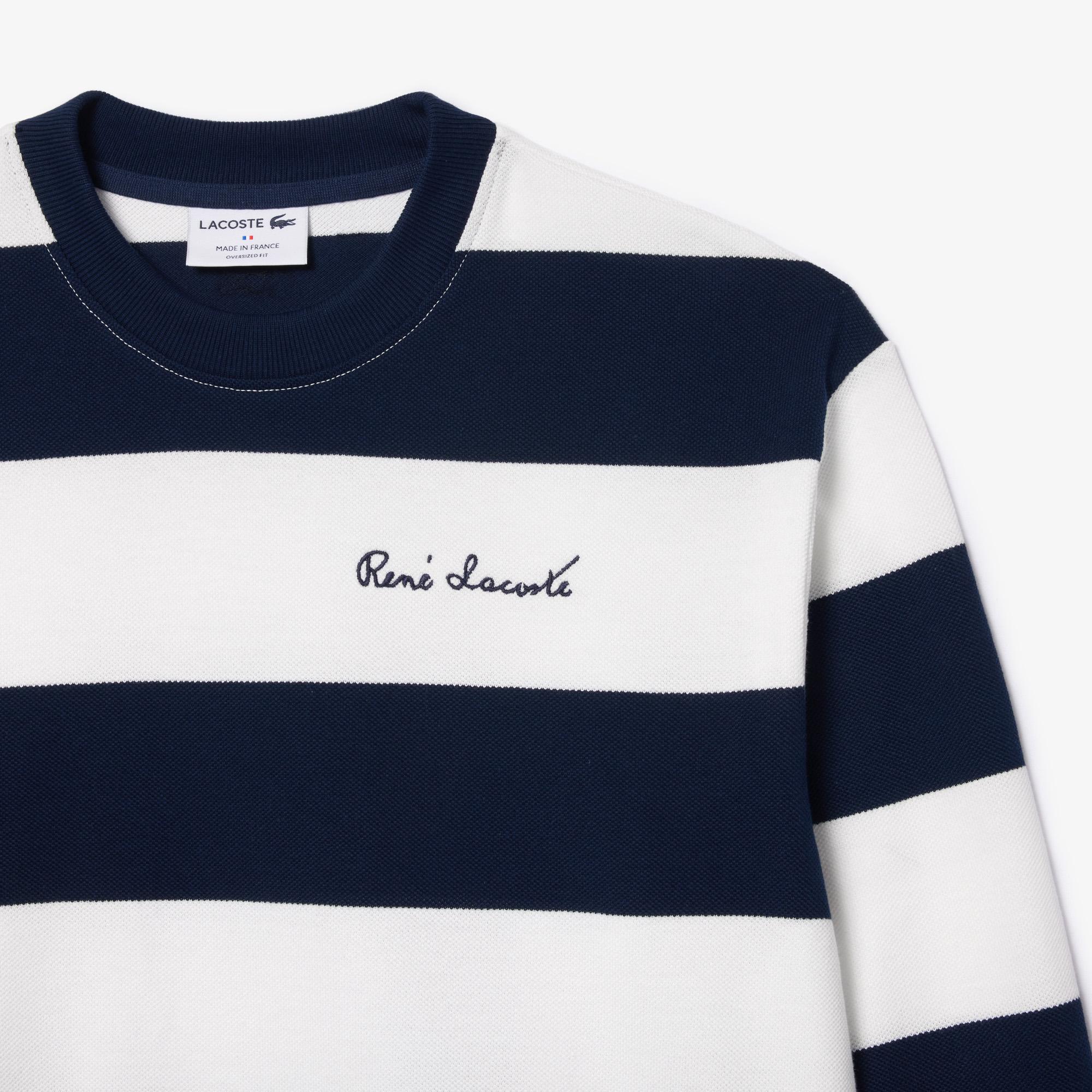 Kadın Bisiklet Yaka Çizgili Lacivert Sweatshirt