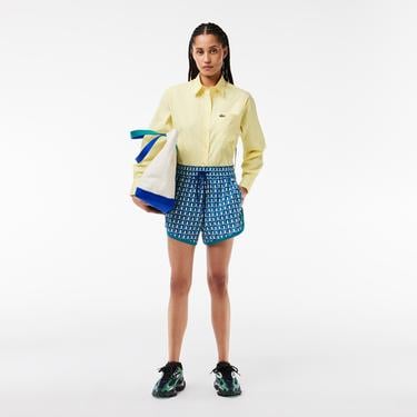  Kadın Baskılı Mavi Şort