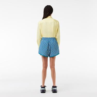  Kadın Baskılı Mavi Şort