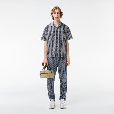  Erkek Relaxed Fit Kısa Kollu Monogram Lacivert Gömlek