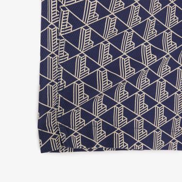  Erkek Relaxed Fit Kısa Kollu Monogram Lacivert Gömlek