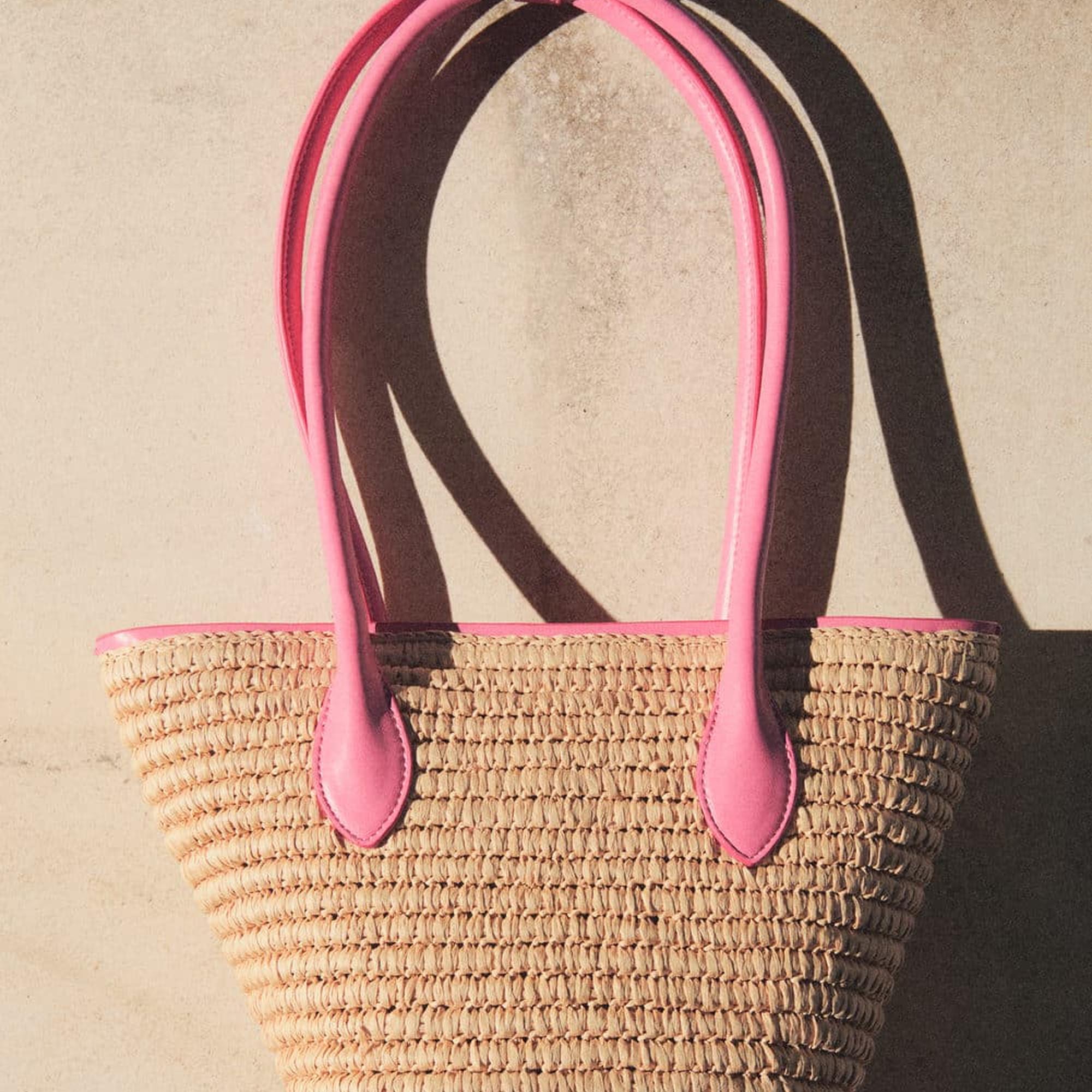 Mango Kadın Doğal Lifli Sepet Çanta Şeker Pembe