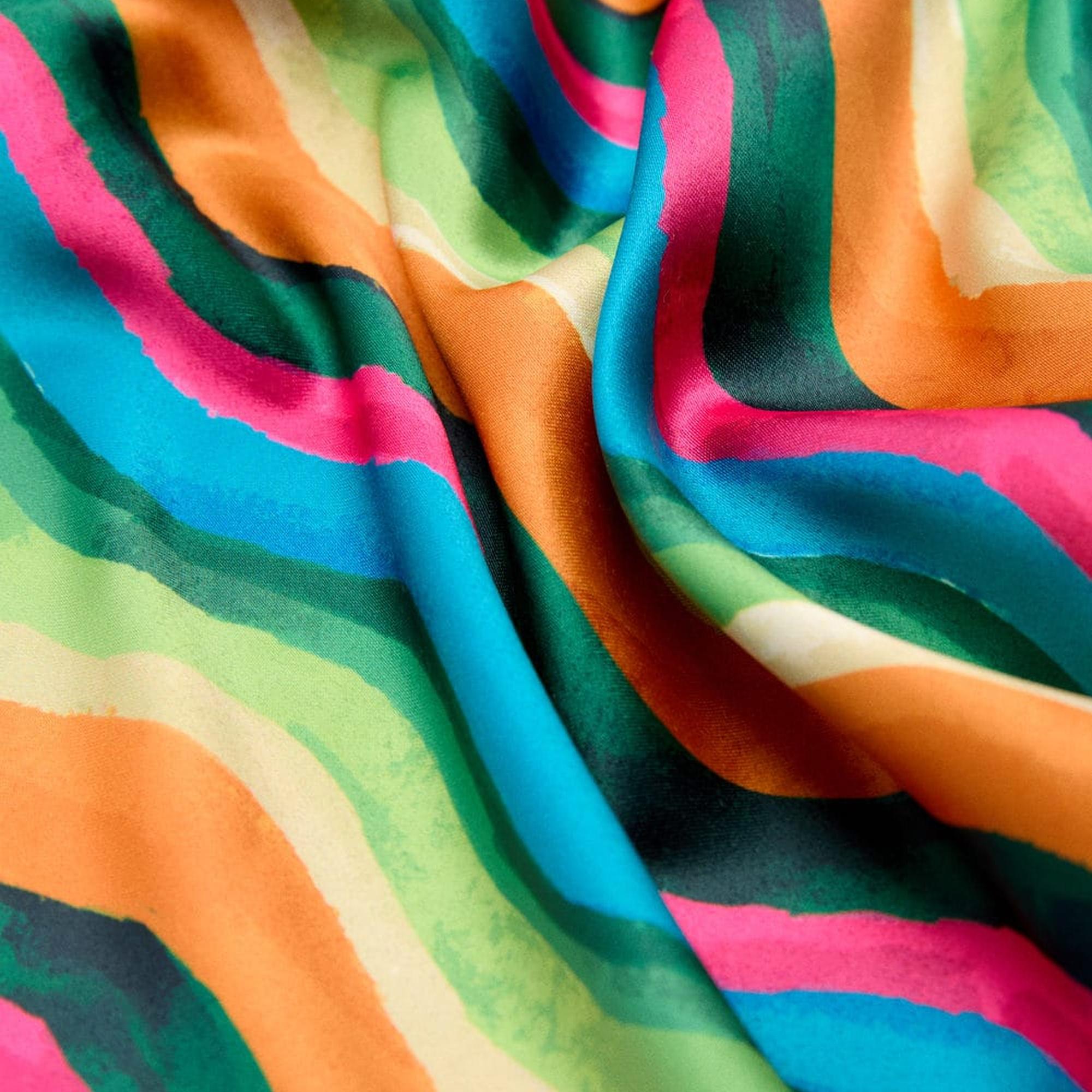 Mango Kadın Çizgili Fular Yeşil