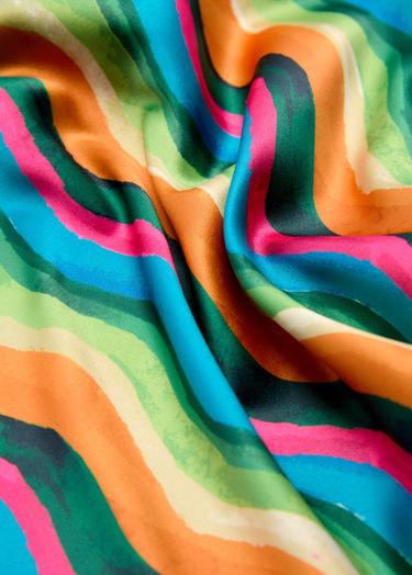  Mango Kadın Çizgili Fular Yeşil