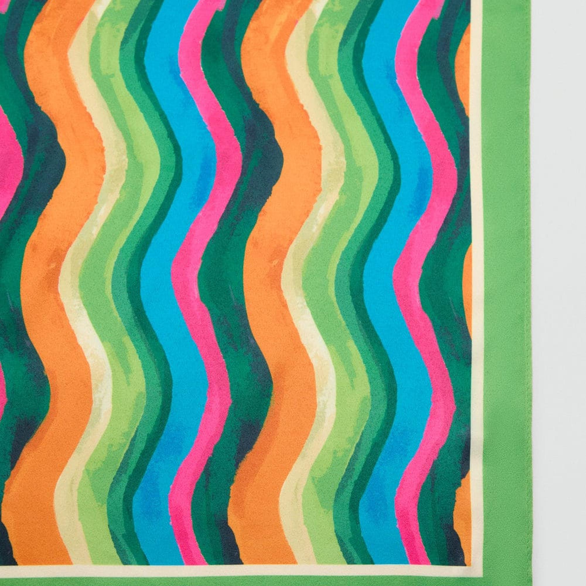 Mango Kadın Çizgili Fular Yeşil