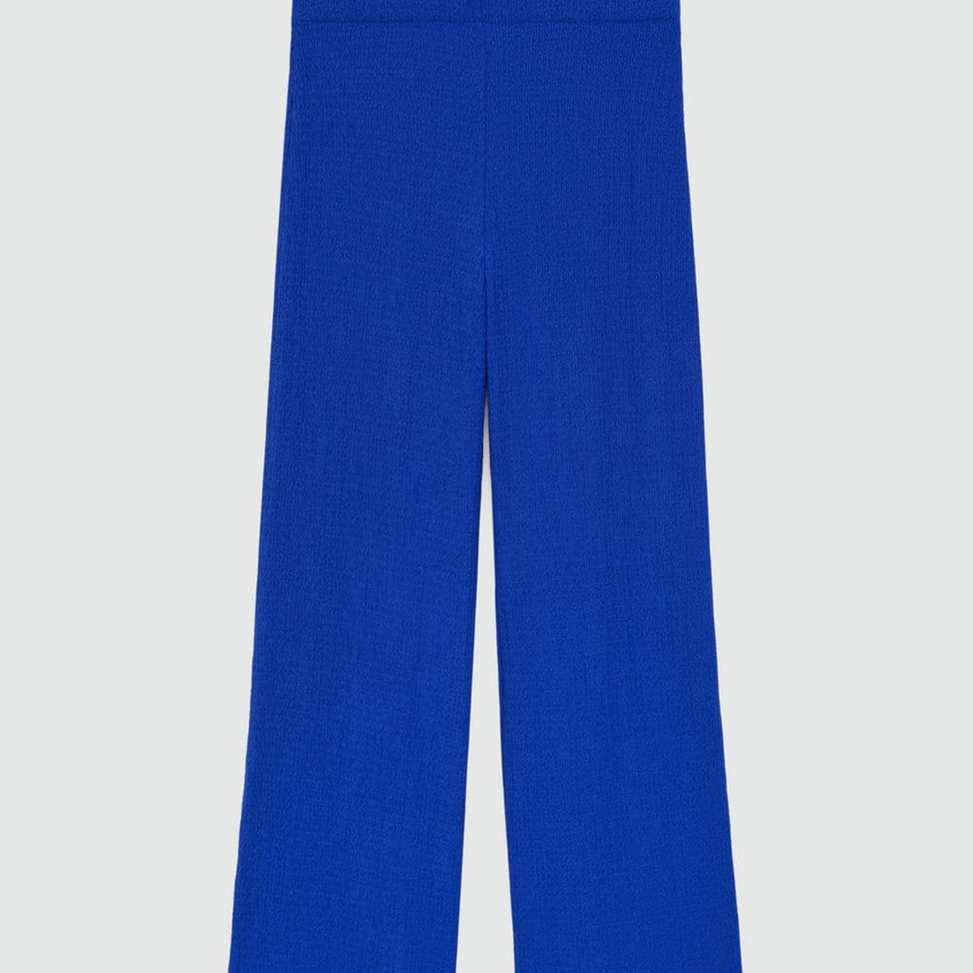 Mango Kadın Düz Kesim Dökümlü Pantolon Mavi