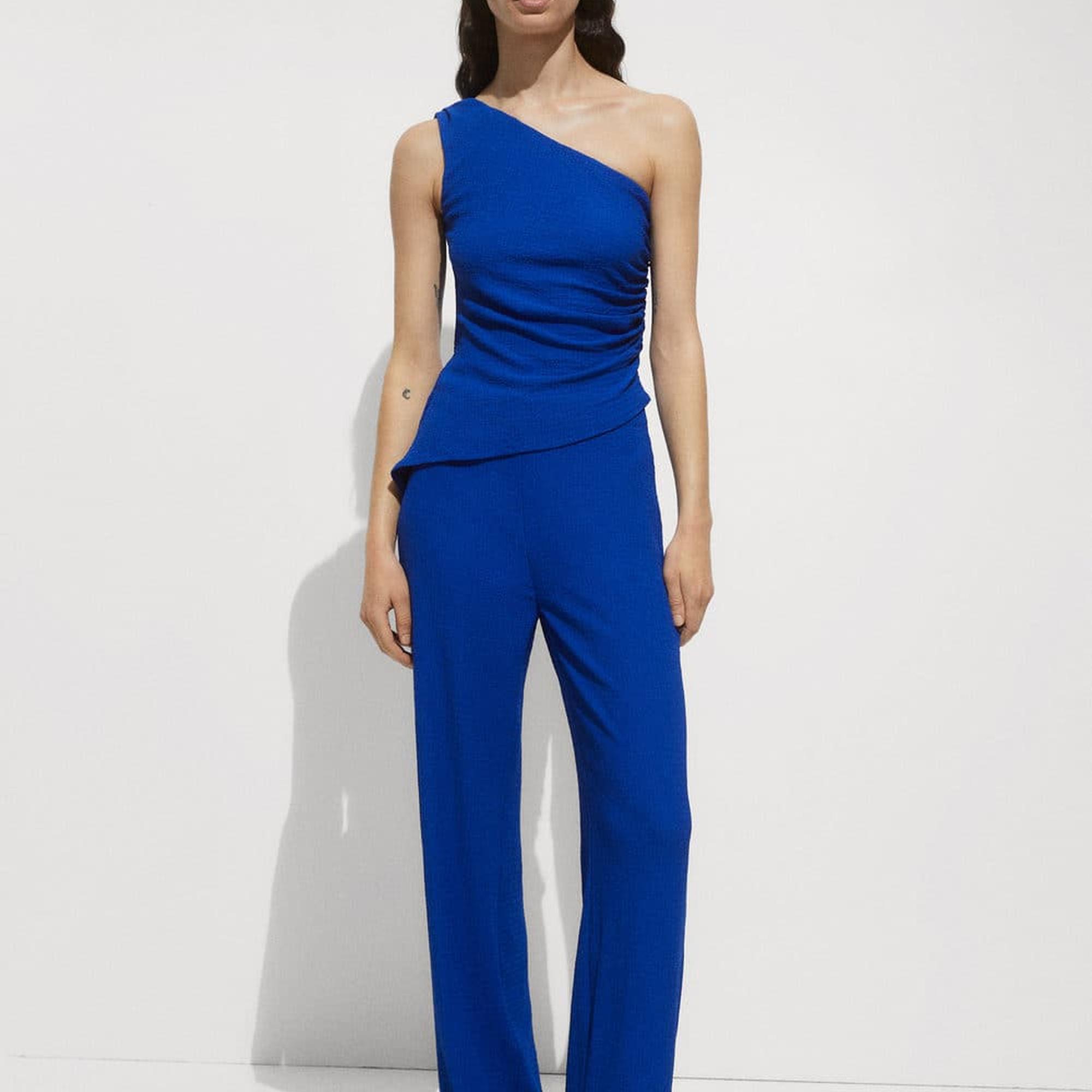 Mango Kadın Düz Kesim Dökümlü Pantolon Mavi