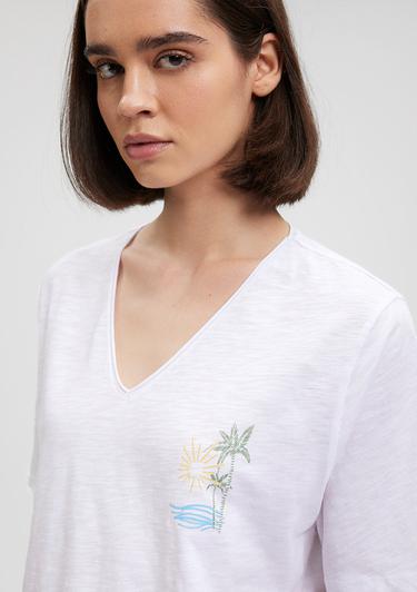  Mavi Sırt Baskılı Beyaz Tişört Regular Fit / Normal Kesim 1612567-620