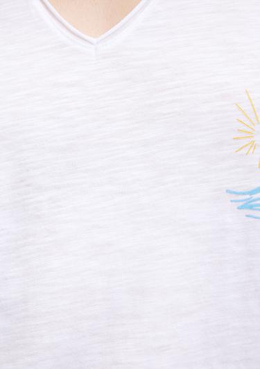  Mavi Sırt Baskılı Beyaz Tişört Regular Fit / Normal Kesim 1612567-620