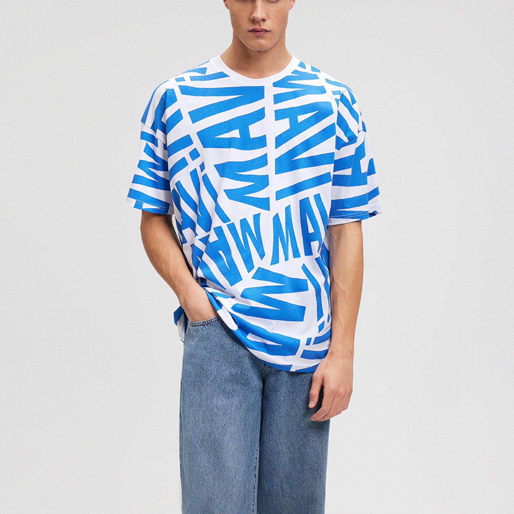 Mavi Mavi Logo Baskılı Mavi Tişört Oversize / Geniş Kesim 0610629-81347