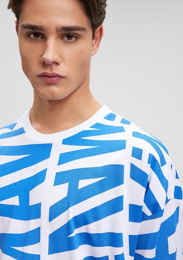  Mavi Mavi Logo Baskılı Mavi Tişört Oversize / Geniş Kesim 0610629-81347