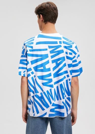  Mavi Mavi Logo Baskılı Mavi Tişört Oversize / Geniş Kesim 0610629-81347