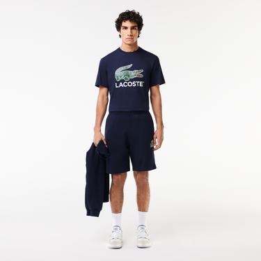  Lacoste Erkek Regular Fit Bisiklet Yaka Baskılı Lacivert T-Shirt