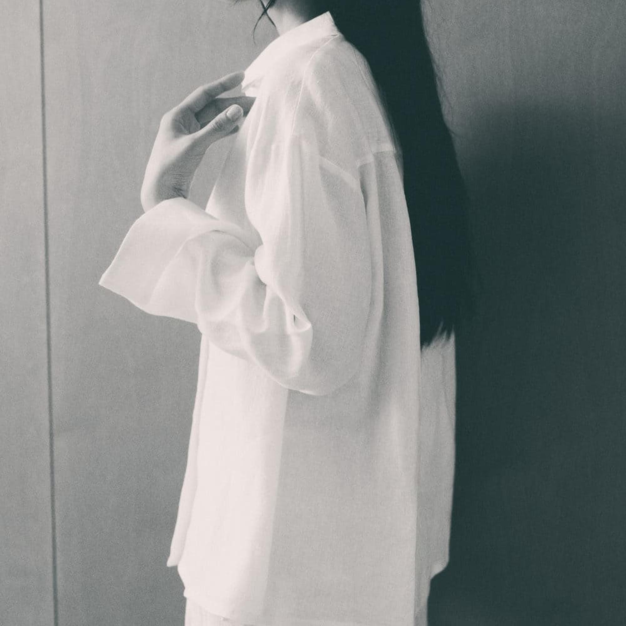 Mango Kadın %100 Keten Pijama Gömlek Beyaz