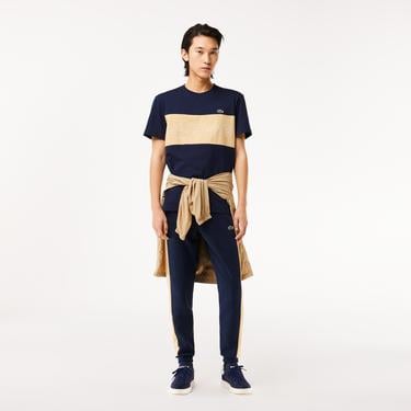  Erkek Regular Fit Bisiklet Yaka Renk Bloklu Lacivert T-Shirt