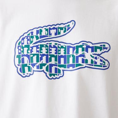  Erkek Relaxed Fit Bisiklet Yaka Baskılı Beyaz T-Shirt