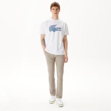  Erkek Relaxed Fit Bisiklet Yaka Baskılı Beyaz T-Shirt