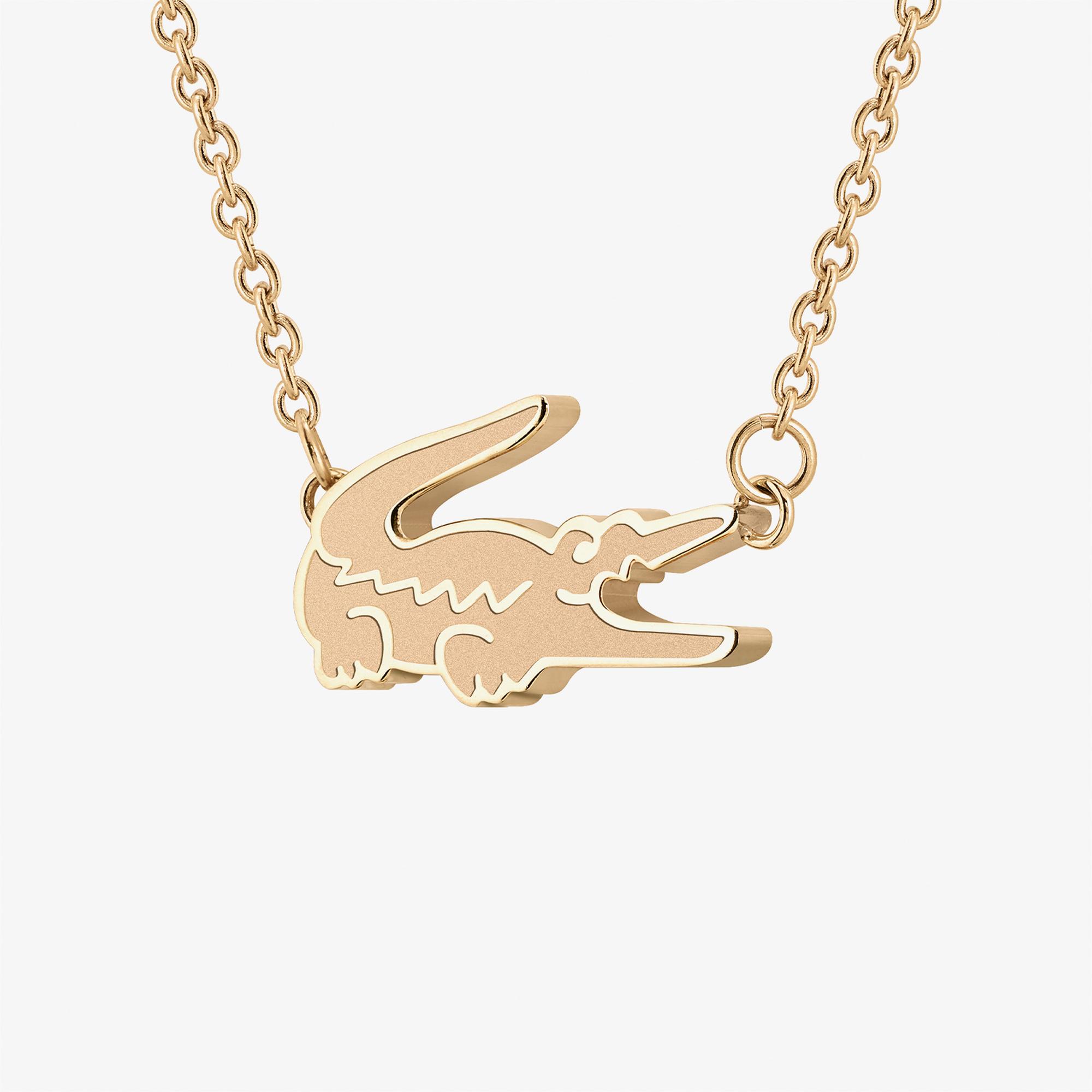 Lacoste Crocodile Kadın Gold Kolye