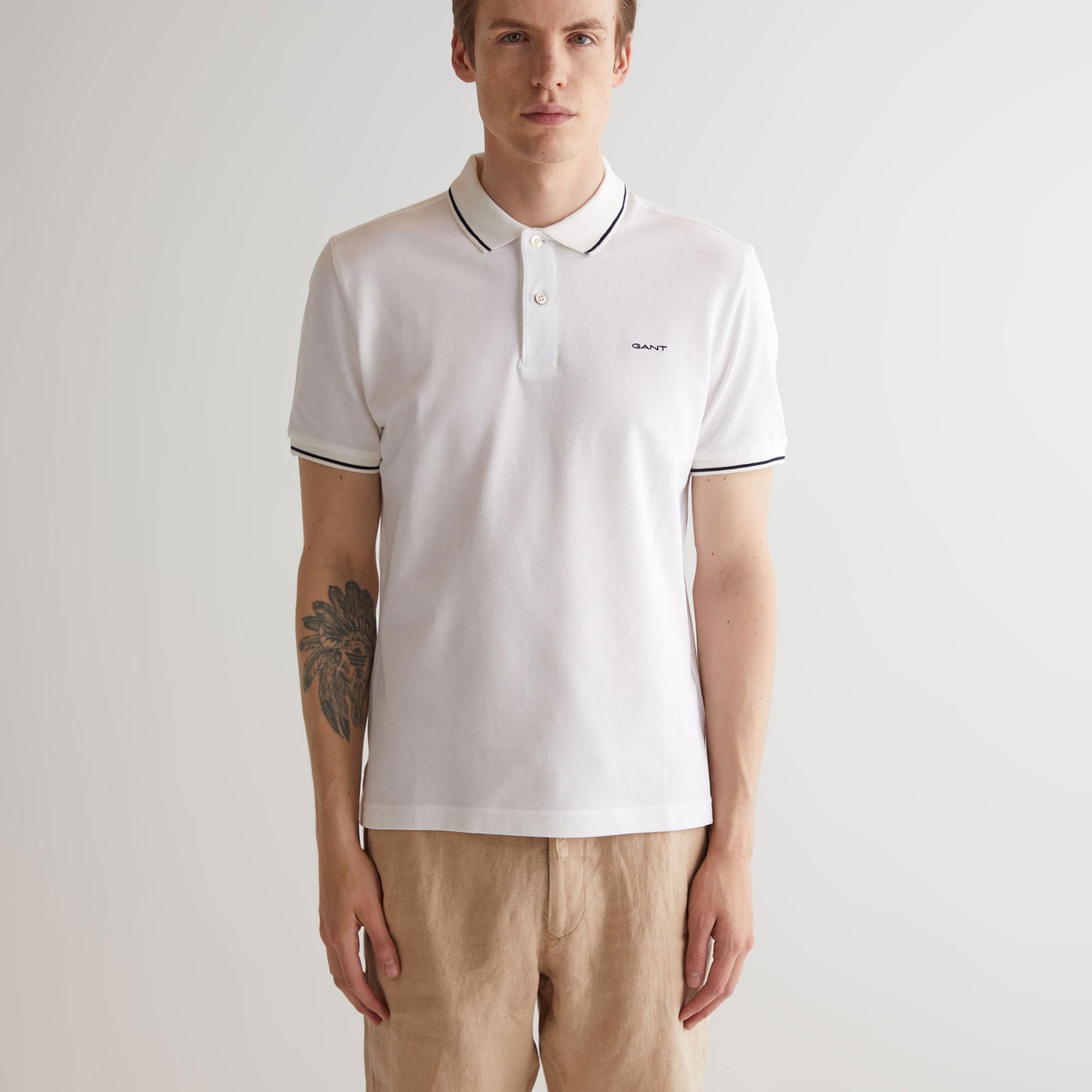 GANT Erkek Beyaz Regular Fit Polo