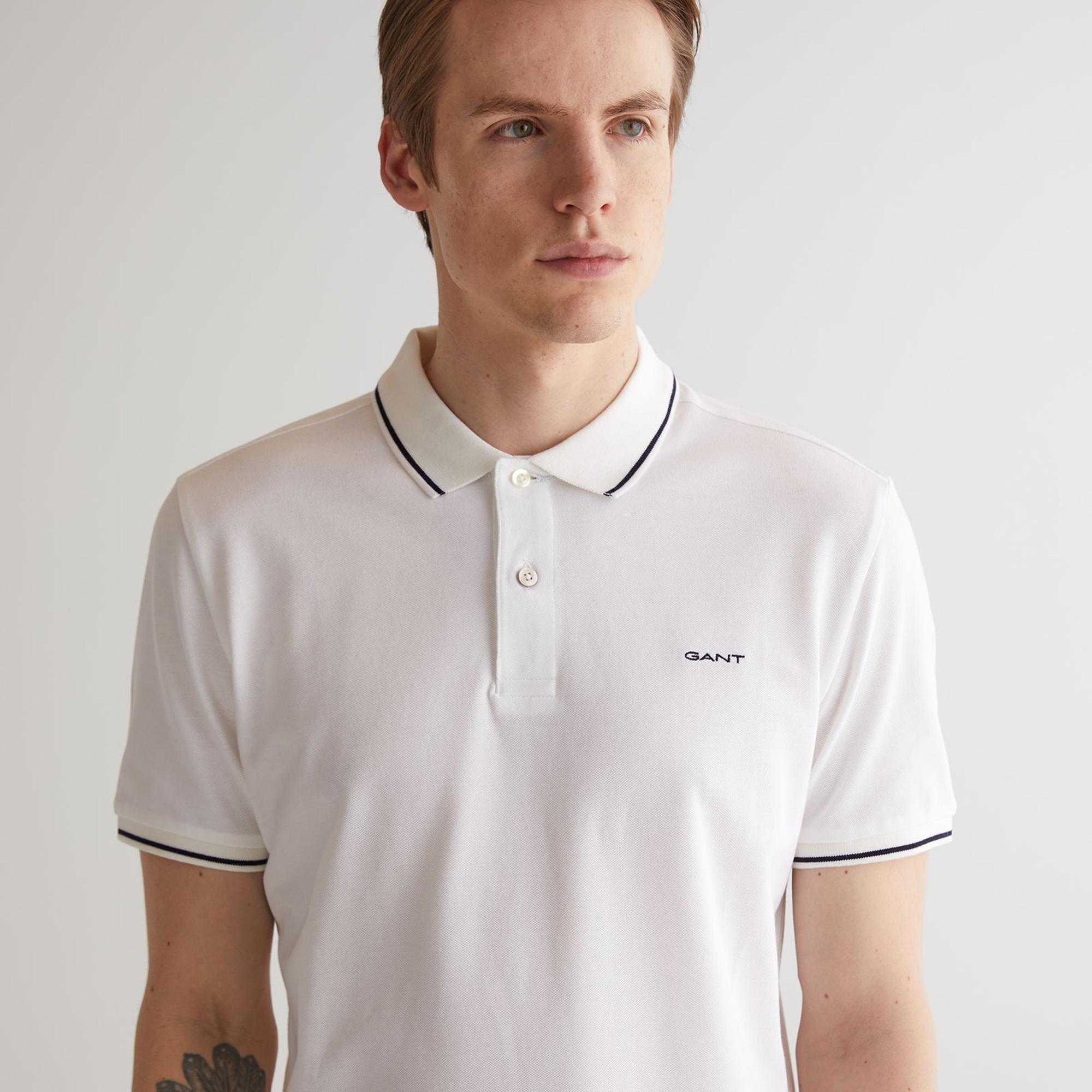 GANT Erkek Beyaz Regular Fit Polo