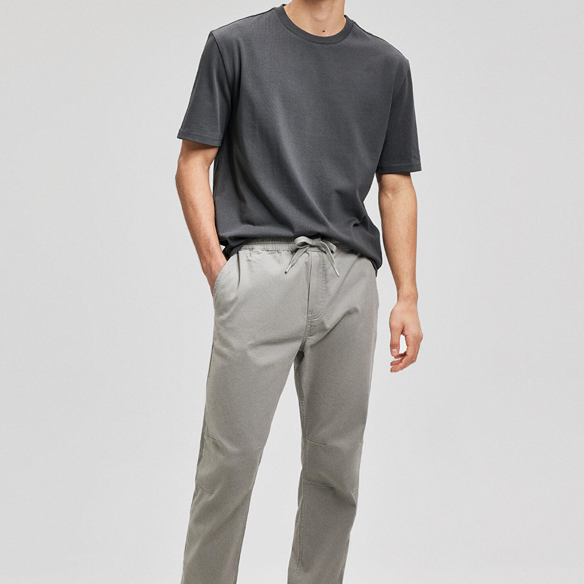 Mavi Beli Lastikli Açık Gri Pantolon 000169-81322