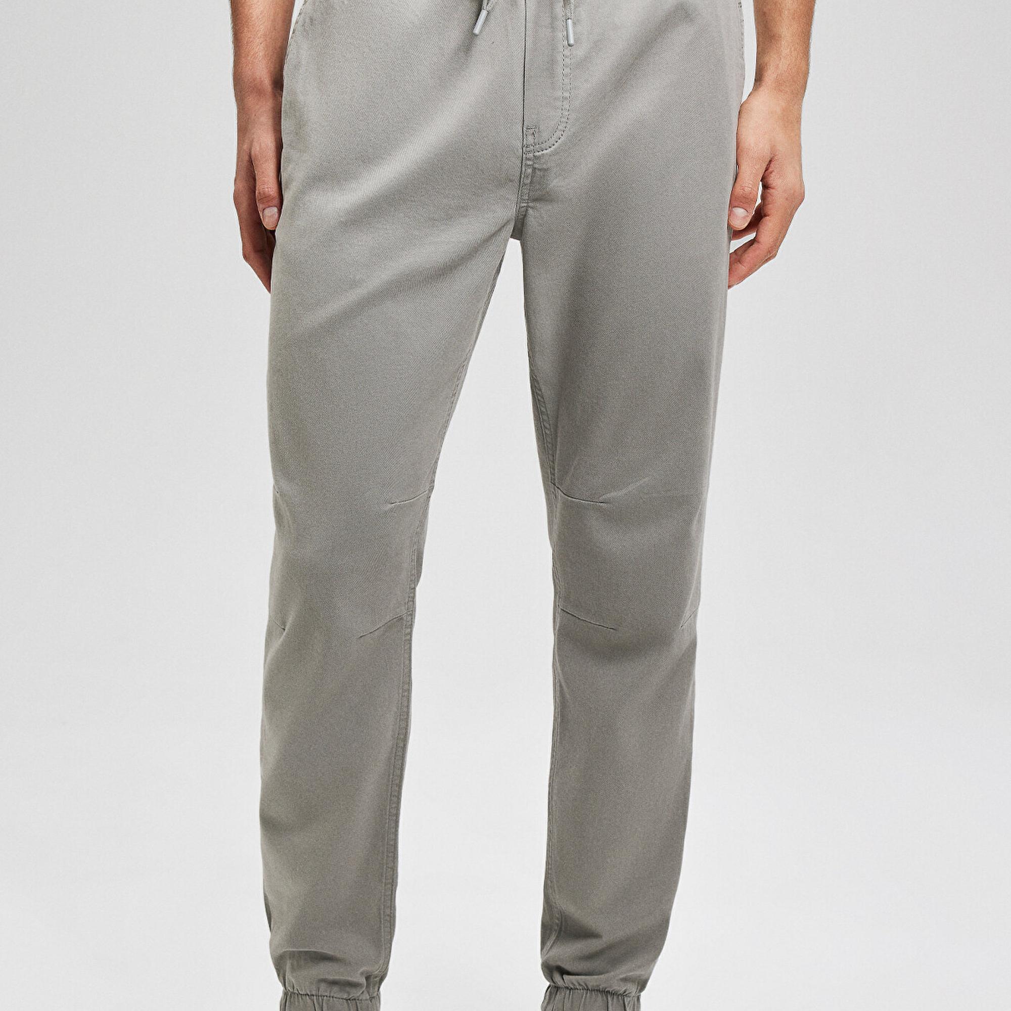 Mavi Beli Lastikli Açık Gri Pantolon 000169-81322