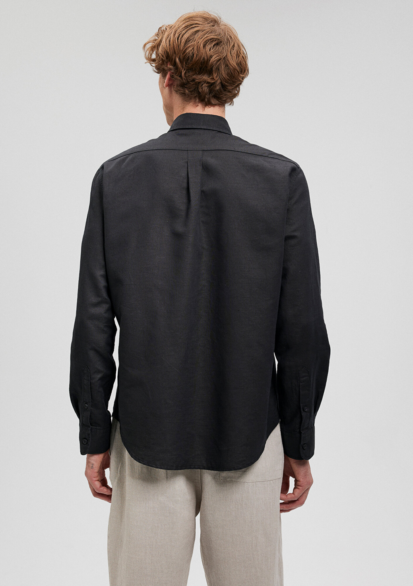  Mavi Keten Karışımlı Siyah Gömlek Regular Fit / Normal Kesim 0210781-900