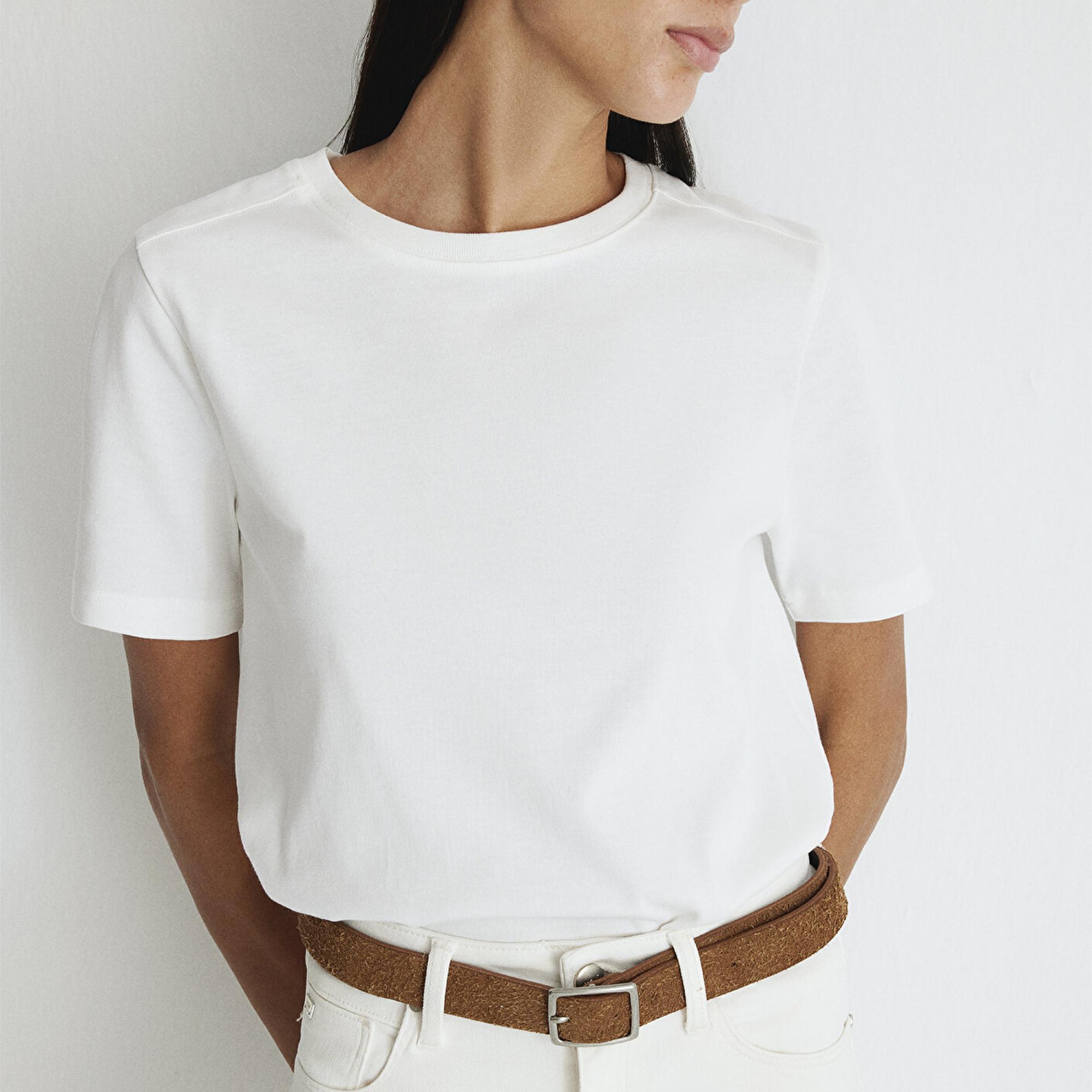 Mavi Bisiklet Yaka Beyaz Basic Tişört Regular Fit / Normal Kesim 1612699-620