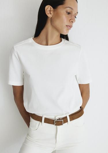  Mavi Bisiklet Yaka Beyaz Basic Tişört Regular Fit / Normal Kesim 1612699-620