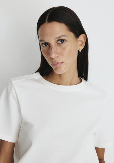  Mavi Bisiklet Yaka Beyaz Basic Tişört Regular Fit / Normal Kesim 1612699-620