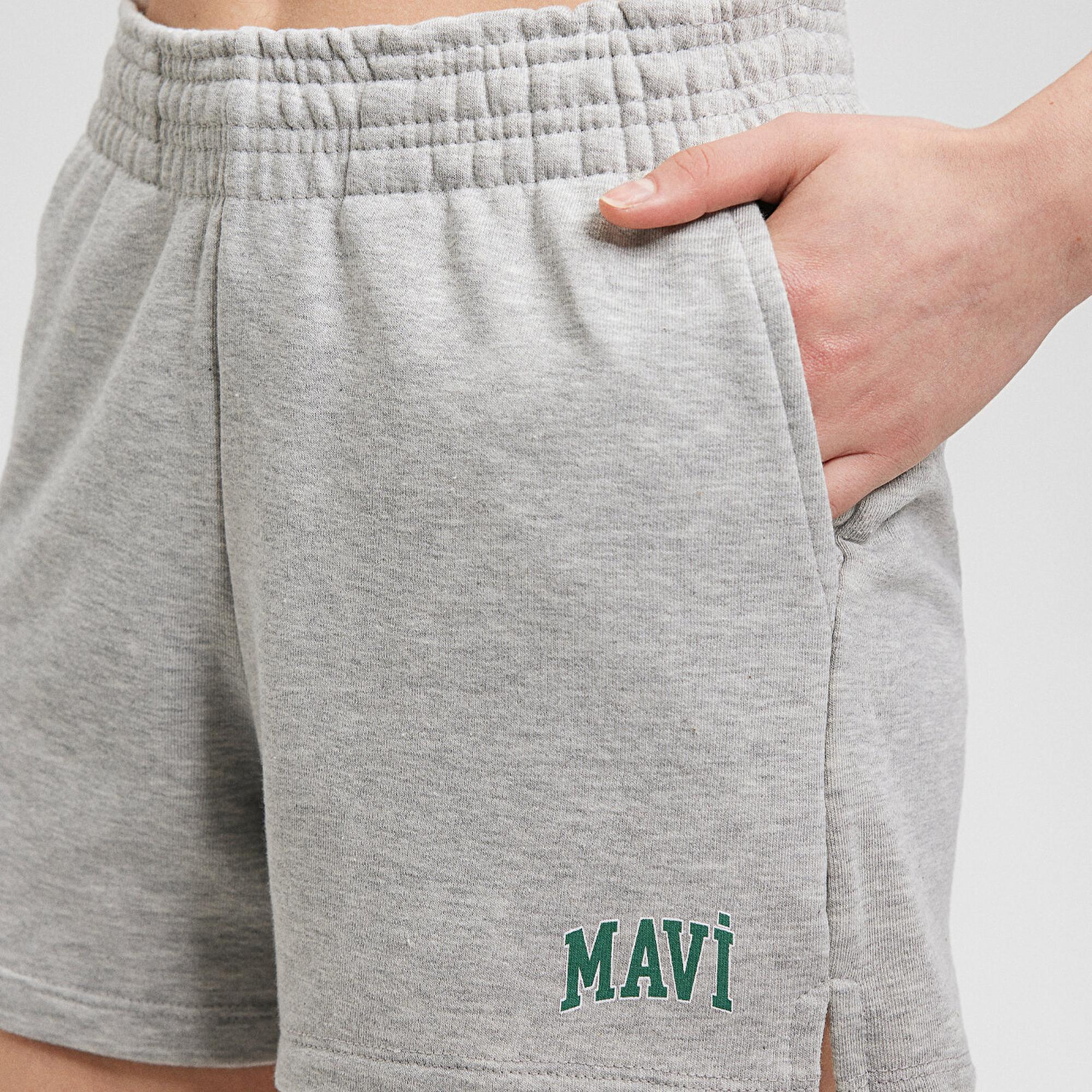 Mavi Mavi Logo Baskılı Gri Şort 1410155-82816