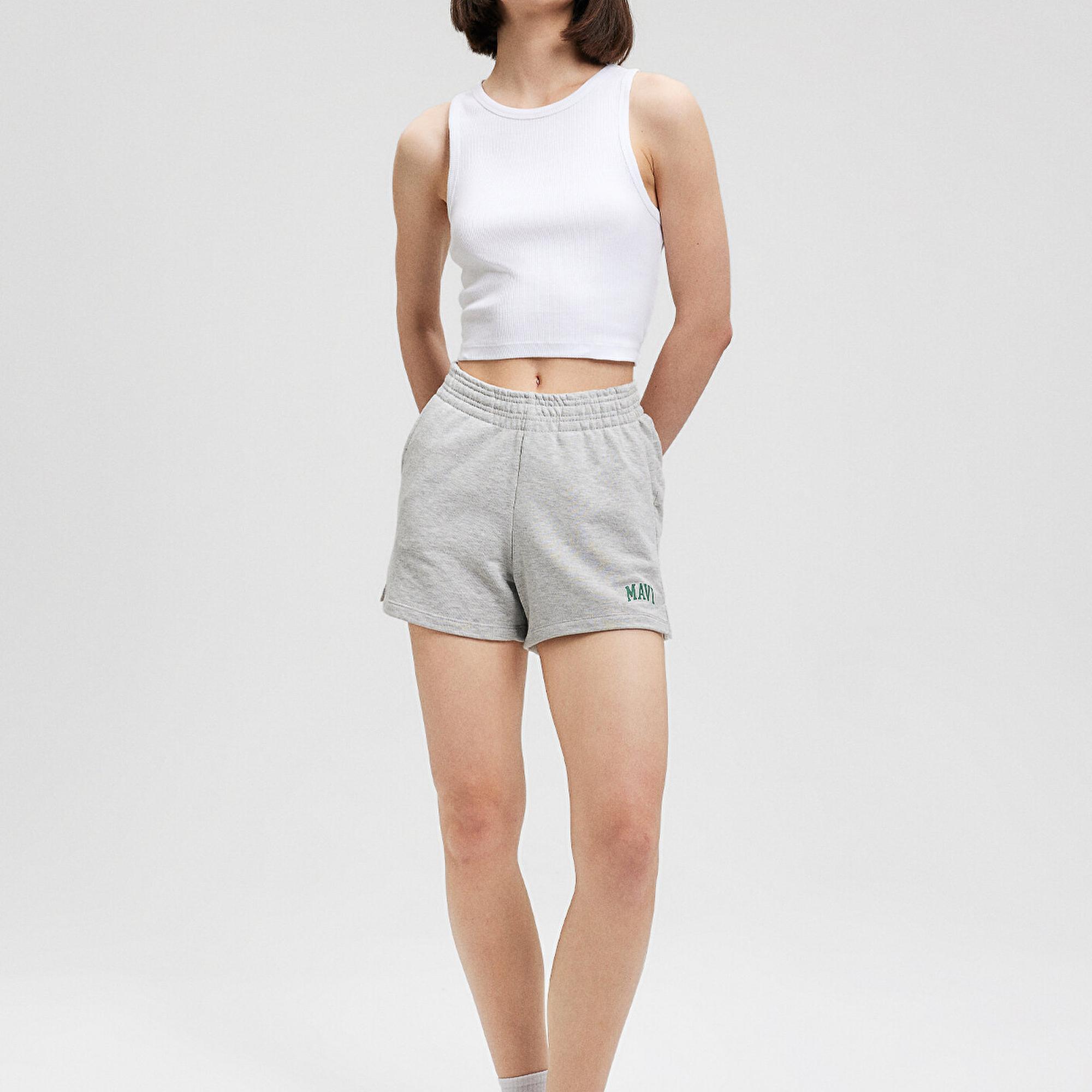 Mavi Mavi Logo Baskılı Gri Şort 1410155-82816