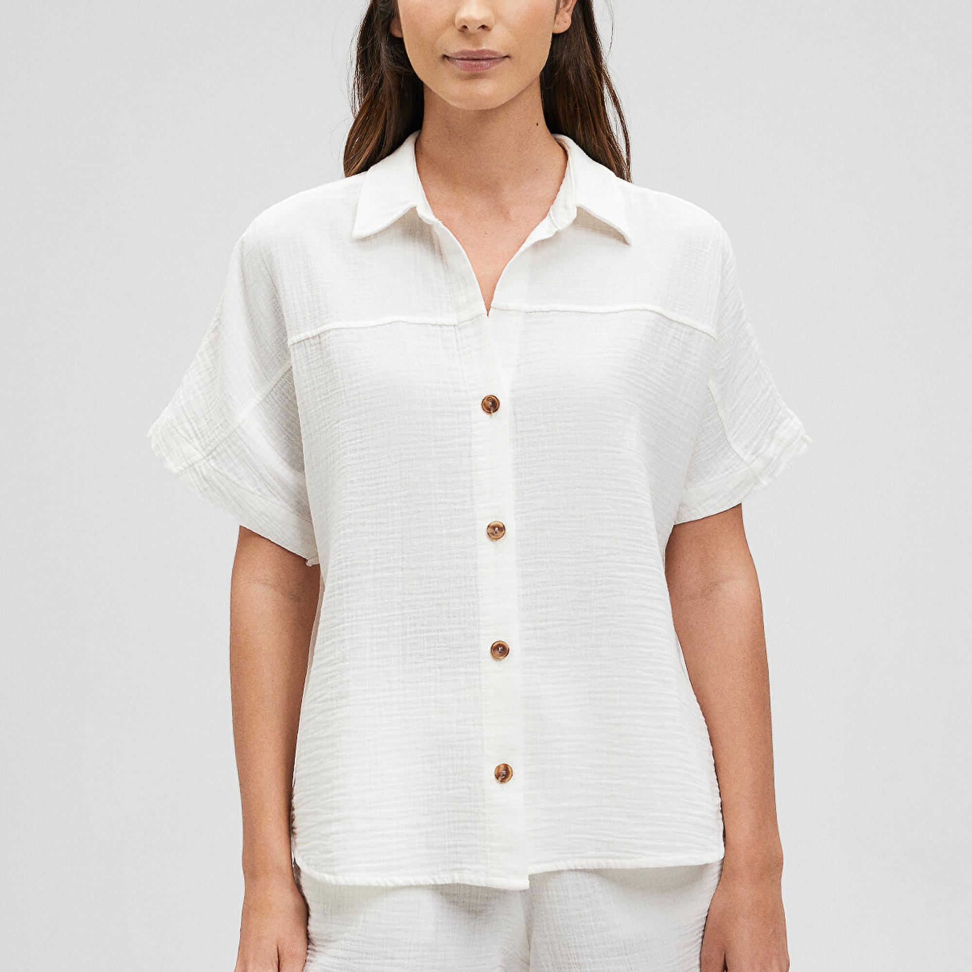 Mavi Beyaz Gömlek Loose Fit / Bol Rahat Kesim 1210758-70057