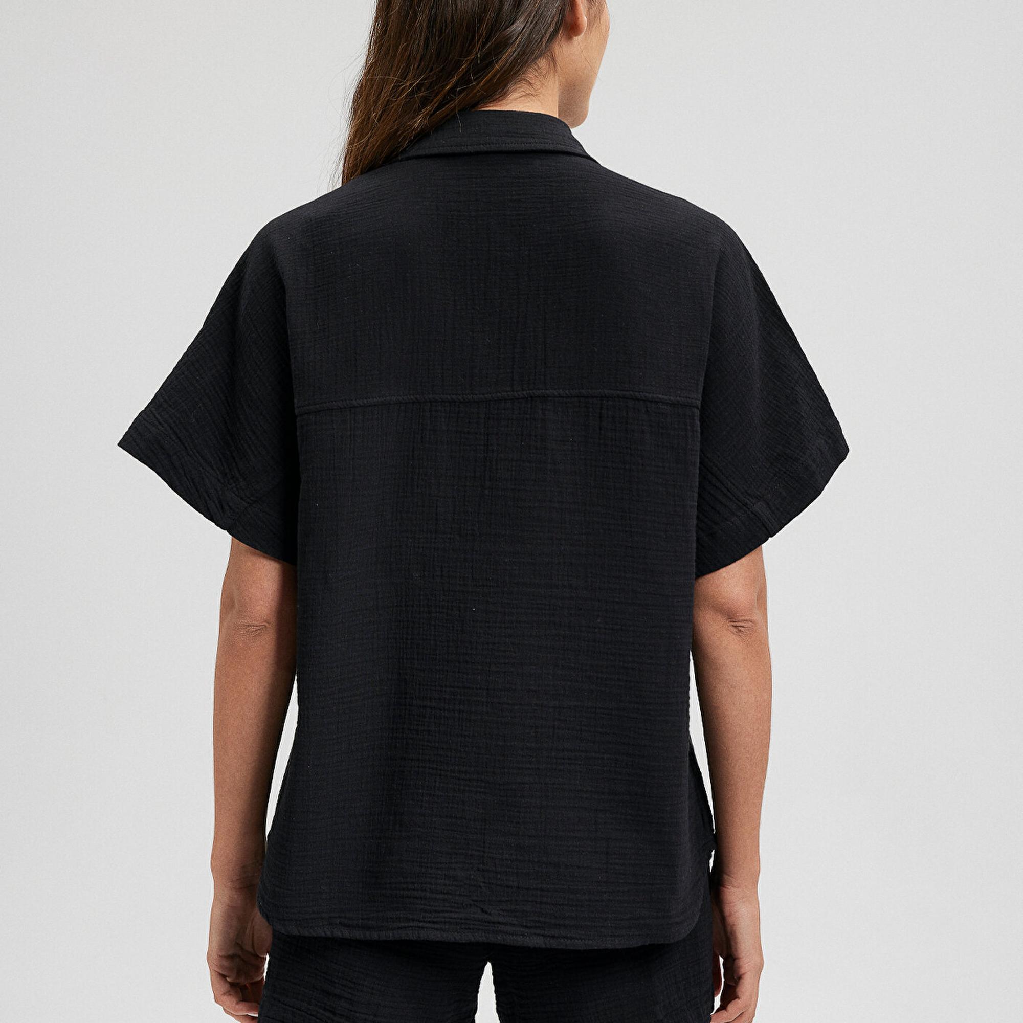 Mavi Siyah Gömlek Loose Fit / Bol Rahat Kesim 1210758-900