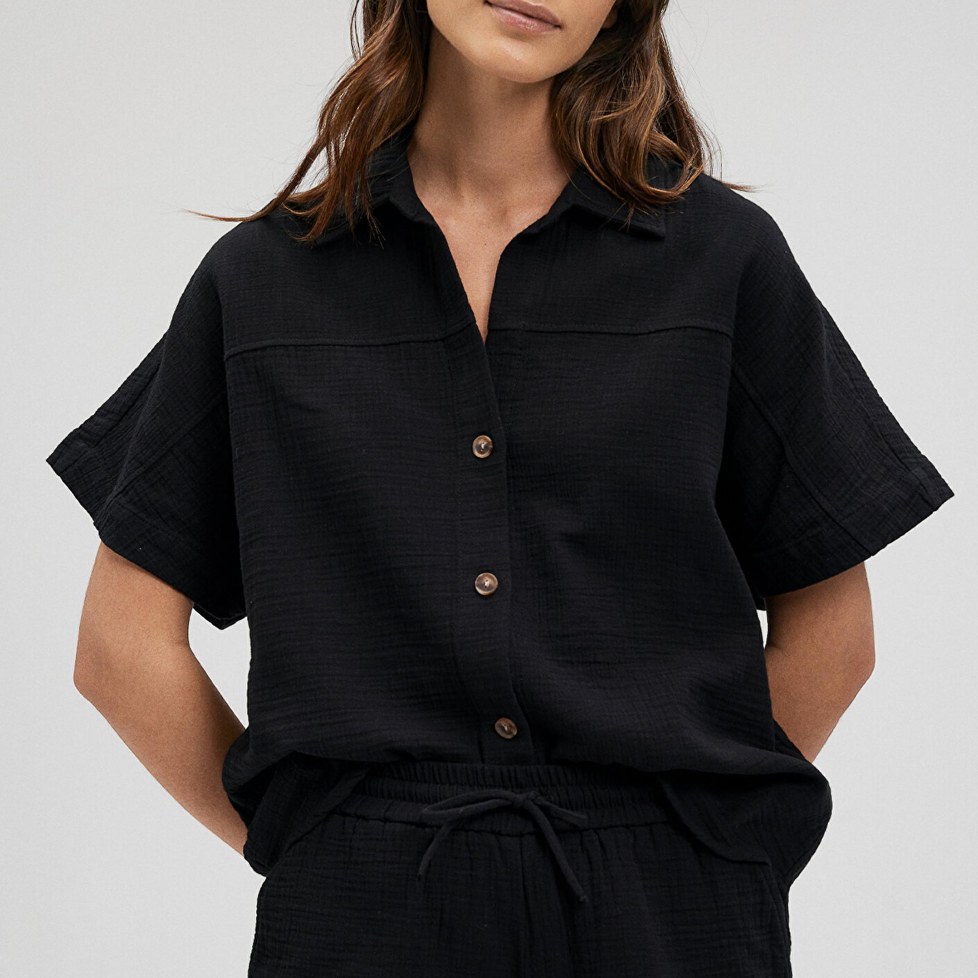 Mavi Siyah Gömlek Loose Fit / Bol Rahat Kesim 1210758-900