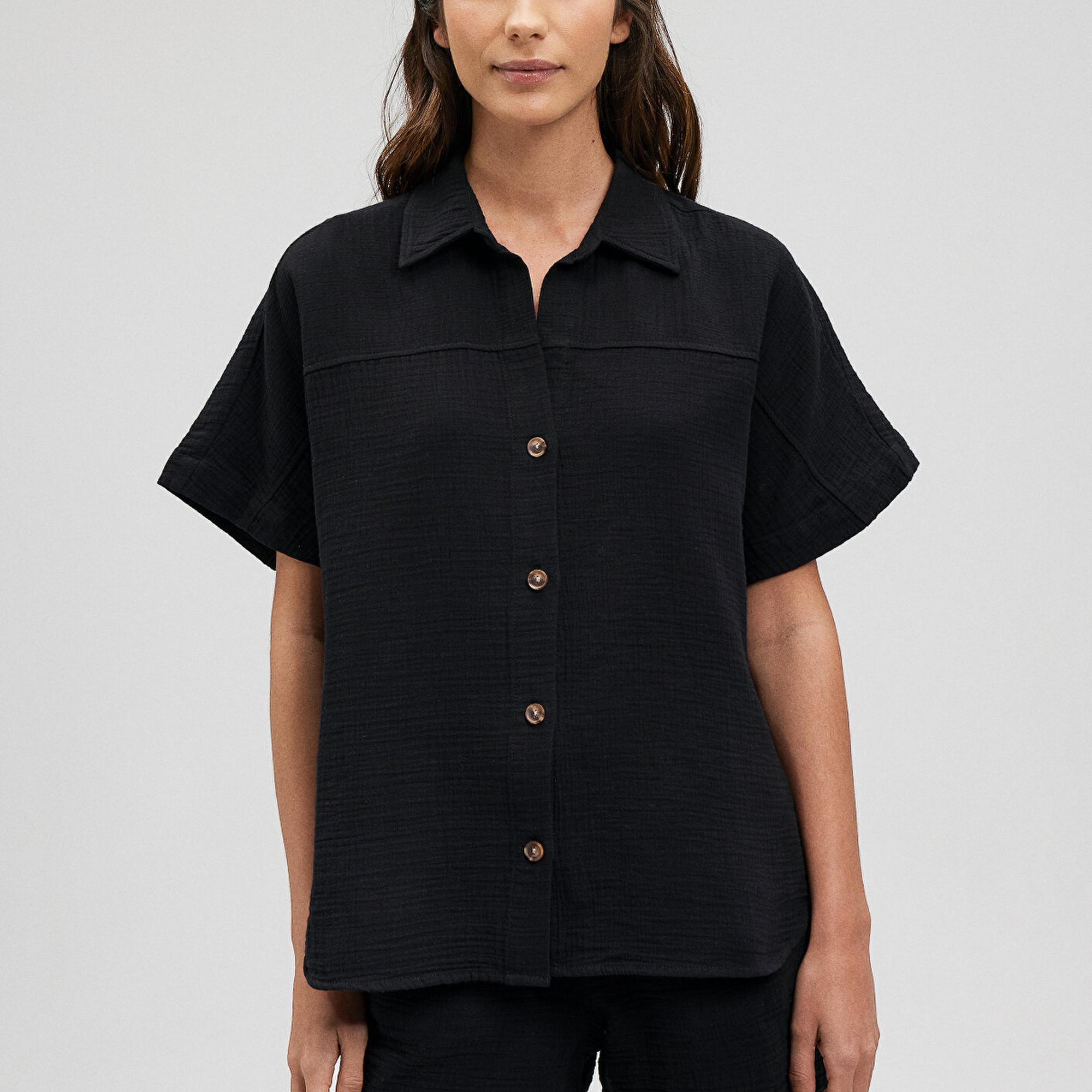 Mavi Siyah Gömlek Loose Fit / Bol Rahat Kesim 1210758-900