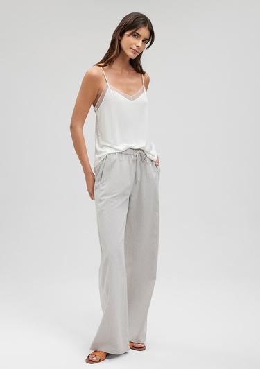  Mavi Keten Karışımlı Gri Pantolon 1010686-70074