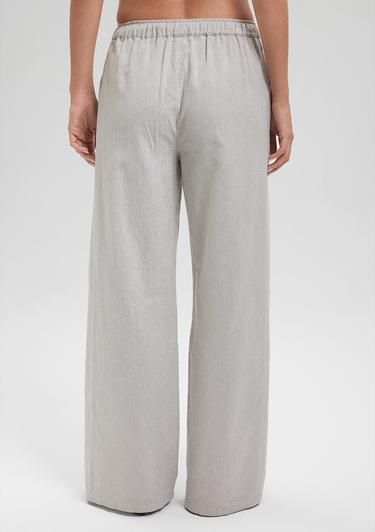  Mavi Keten Karışımlı Gri Pantolon 1010686-70074