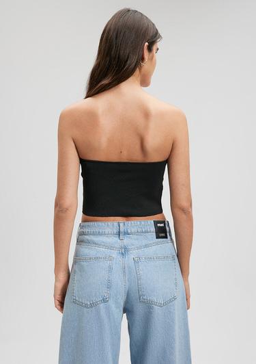  Mavi Straplez Siyah Triko Top Crop / Kısa Kesim 1710448-900
